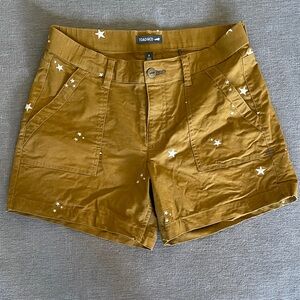 Toad&Co Mustard Yellow Star-Print Jean Shorts